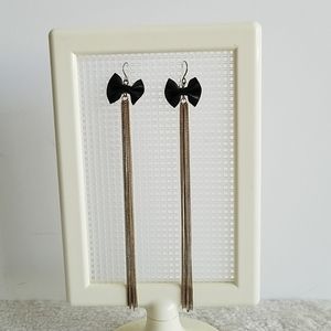Bow dainty long earrings